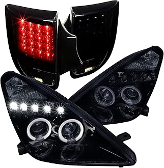 Spec-D Tuning Black Projector Headlight w/LED Turn + 4w 8 LED Bumper Compatible with Celica Left + Right Pair Headlamps Assembly