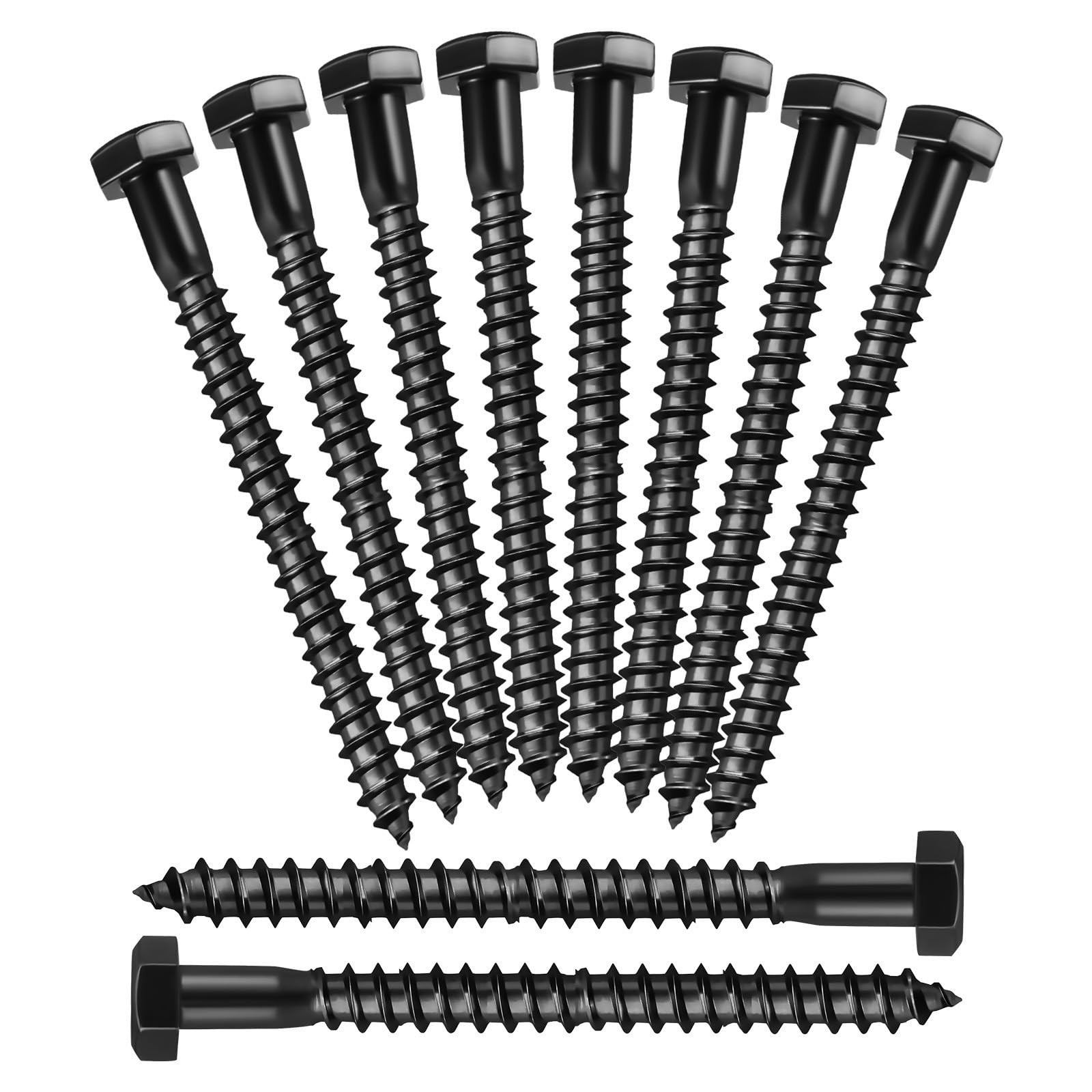10 Pièces Tire-fonds Hexagonaux en Acier Vis à Bois Robustes à Filetage Complet pour Constructions Extérieures et Projets de Fixation Lourde