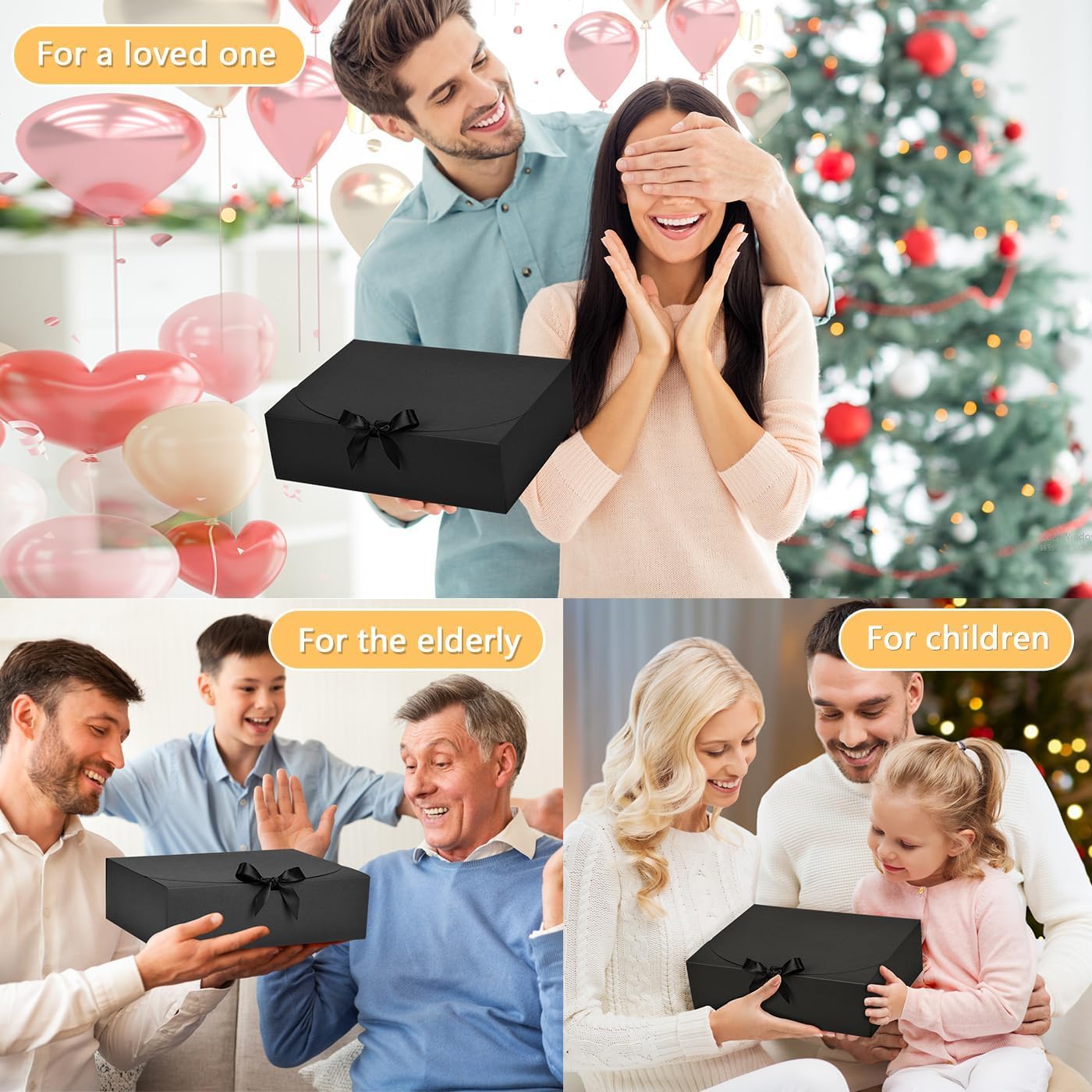 12Pack Black Gift Boxes with Lids, 12×9.8×3.1 Inch Groomsmen Proposal Box, Luxury Black Gift Box with Ribbon for Bridesmaid Box, Graduation, Christmas, Wedding, Birthday, Party - Image 5