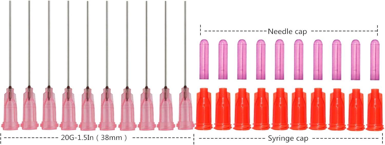 3ml Syringes 20Ga 1.5 Inch Blunt Tip Needle Storage Caps - Glue Applicator, DIY.Industrial Grade Syringe (Pack of 10)