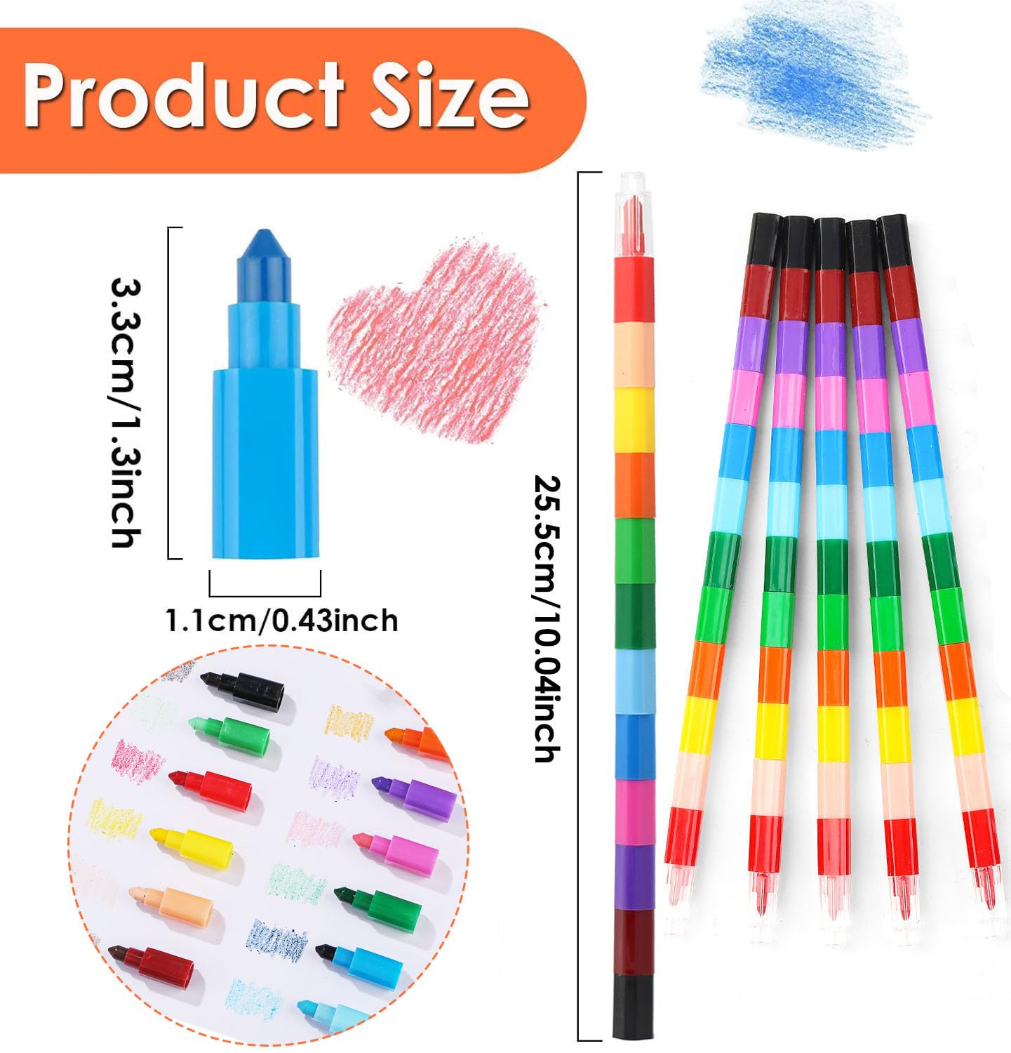Crayones Apilables Arcoíris – 30 Lápices De 11 Colores Intercambiables
