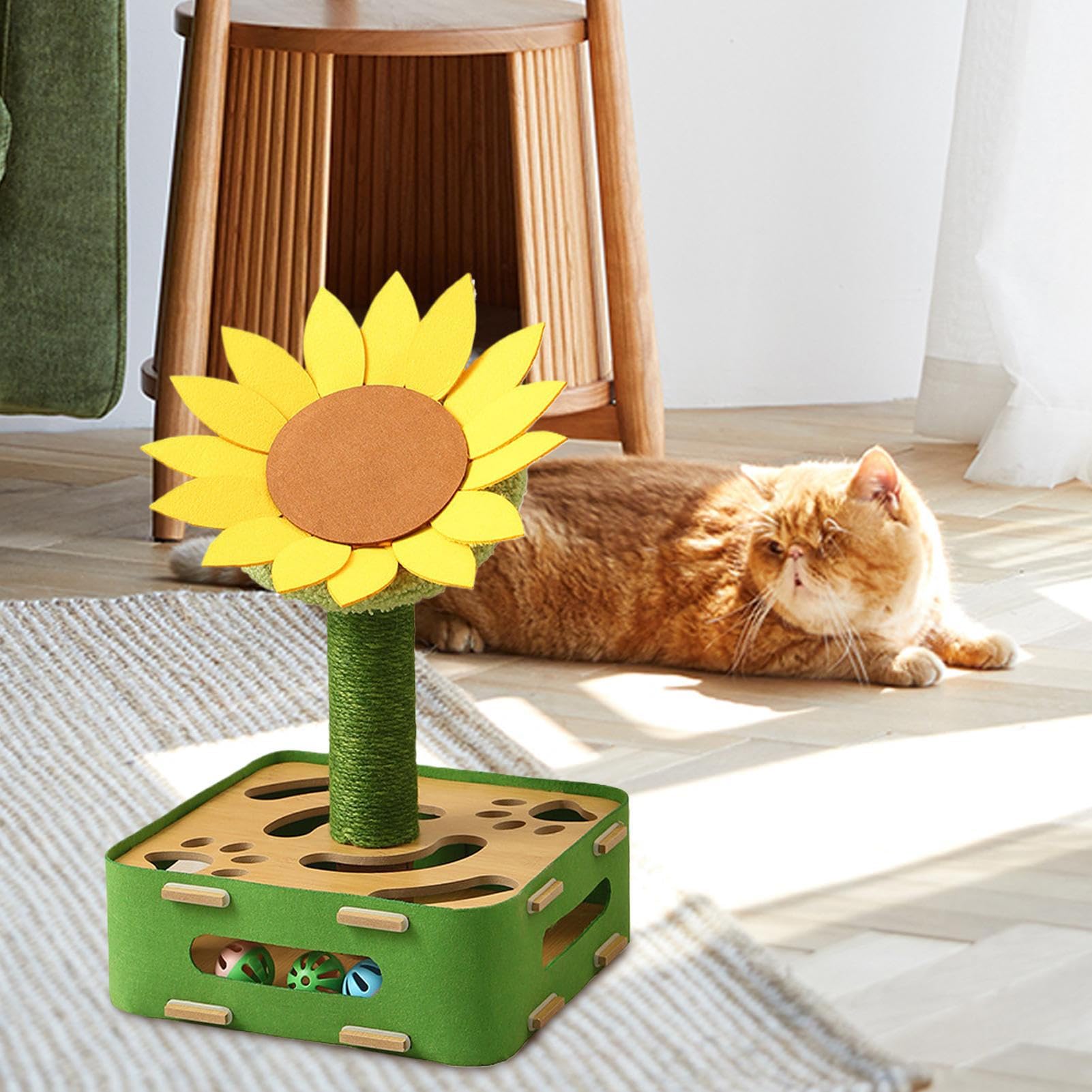 Interaktives Katzenspielzeug Futterball Mit Sonnenblumen Design