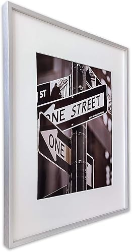 Vista 8 de TheDisplayGuys - Marco de fotos de aluminio metálico de 20 x 24 pulgadas con paspartú de 16 x 20 pulgadas, vidrio templado (dorado), para colgar