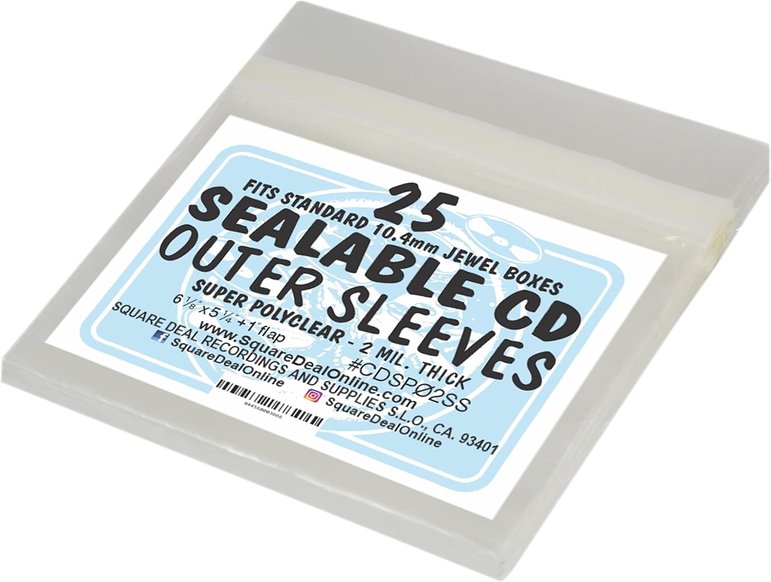 25 Polyclear Sealable Plastic CD Sleeves CDSP02SS Holds