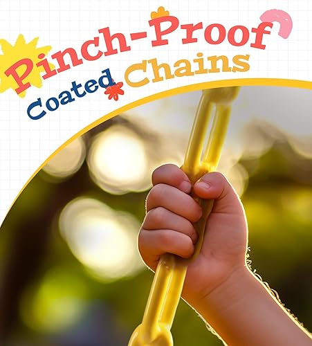 Miniatura 6 de little dove Cubo completo de respaldo alto, columpio para niños pequeños con cadenas revestidas y protección triangular de inmersión para mayor