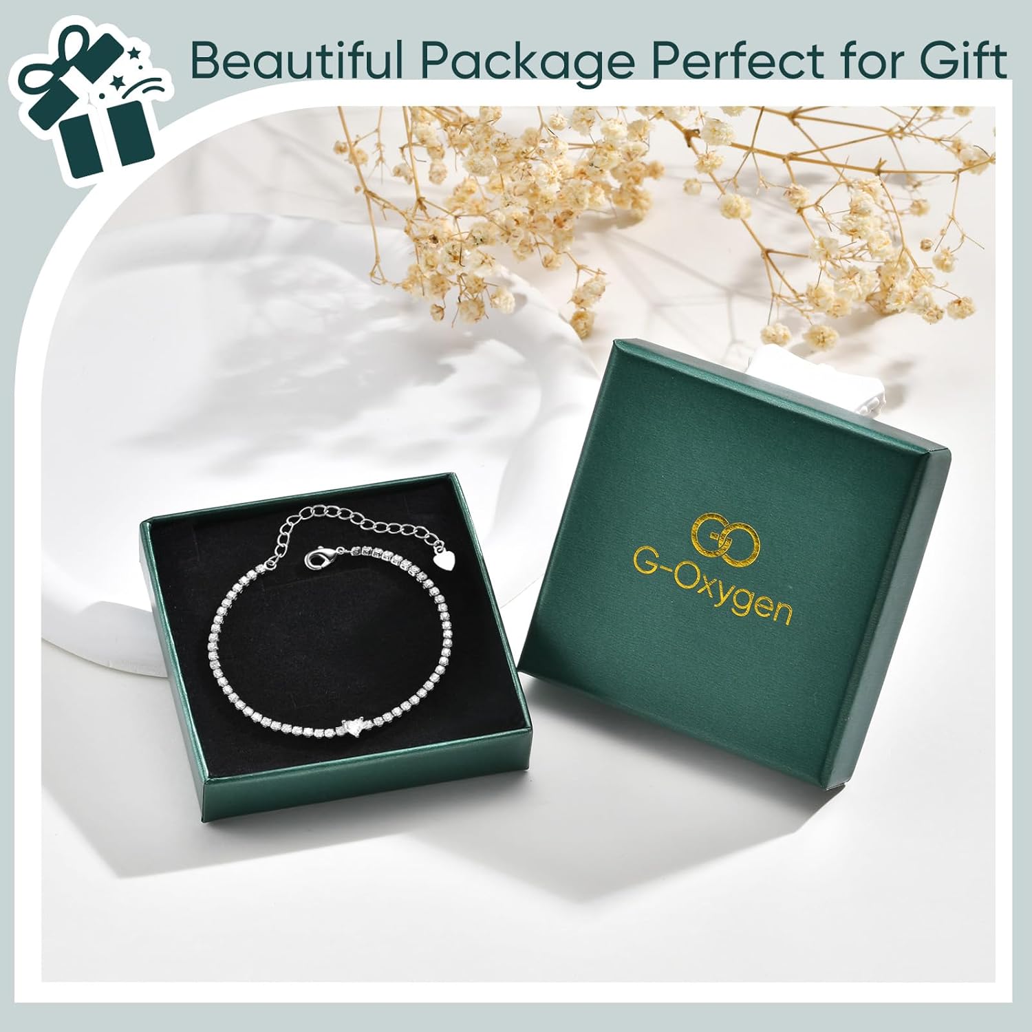 Gold Heart Tennis Bracelet for Women - 14K Gold Plated Heart Cubic Zirconia Link Bracelet, Adjustable Dainty Minimalist Design, Trendy Anniversary Birthday Christmas Jewelry Gift for Her - Image 6