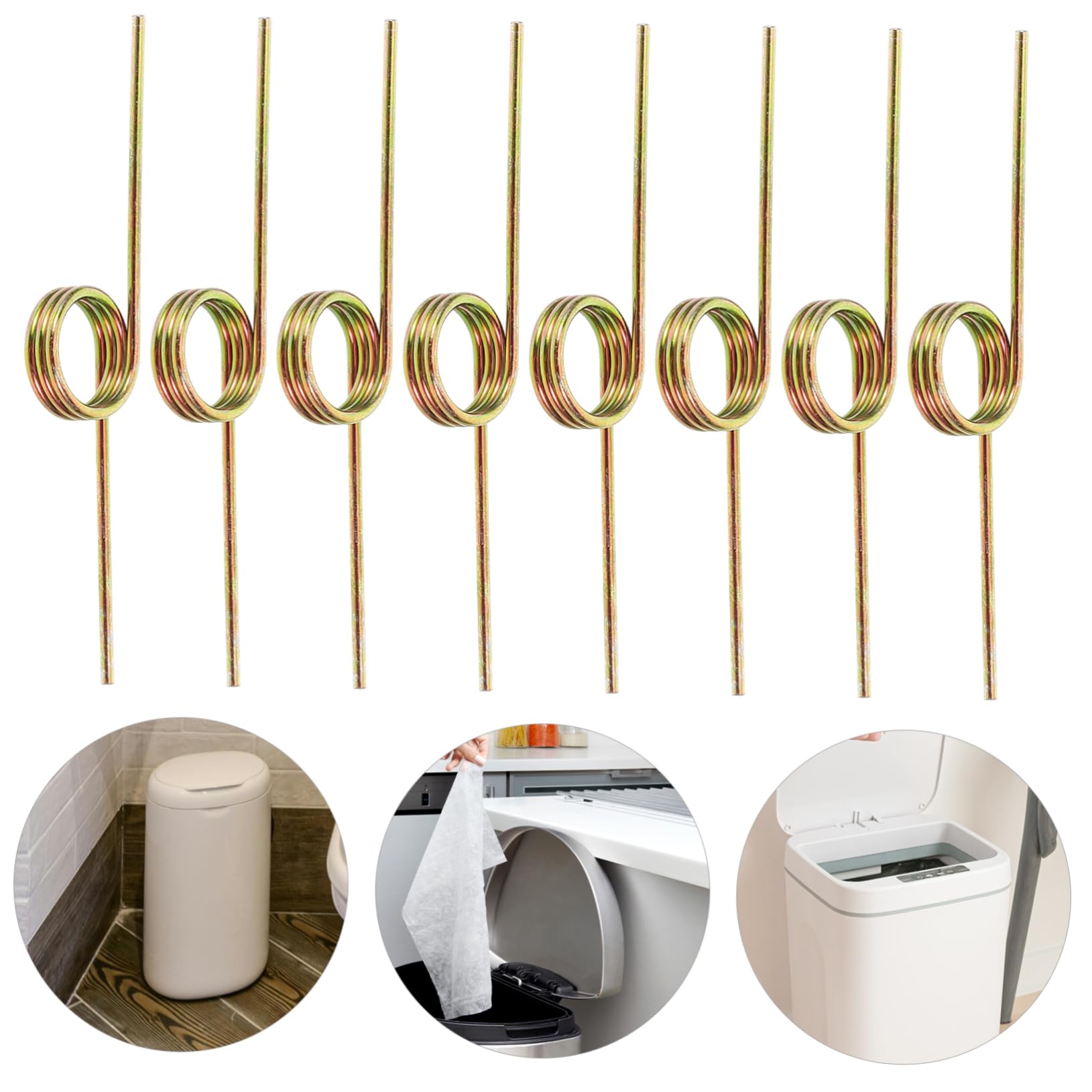 OFFSCH 4sets Garbage Can Torsional Spring Replacement Part for Trash Can Lid Strong Springs 10pcs*4