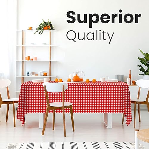 Miniatura 3 de Paquete de 14 manteles de plástico para pícnic, a cuadros rojos, de 54 x 108 pulgadas, rectangulares, desechables, para fiestas, cumpleaños, bodas,
