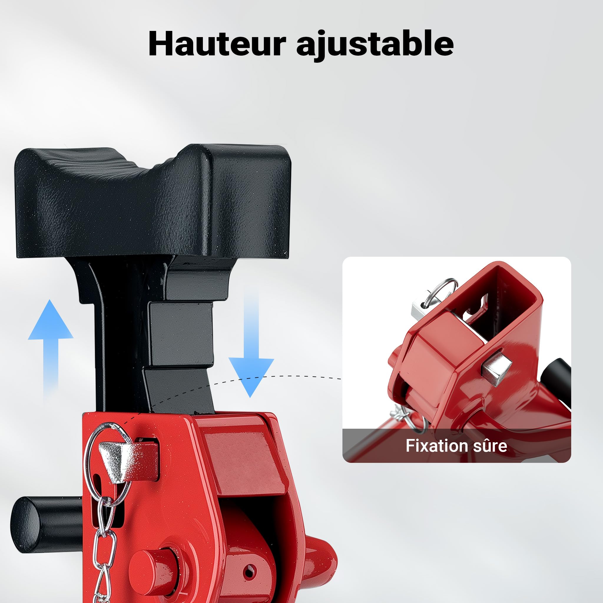 WilTec Set 2 Chandelles de Levage Capacité 3 Tonnes Poids 5 kg Hauteur réglable 290-425 mm Sécurité à Double Verrouillage Grande Base pour la stabilité Cric Équipement Voiture Auto Garage Atelier