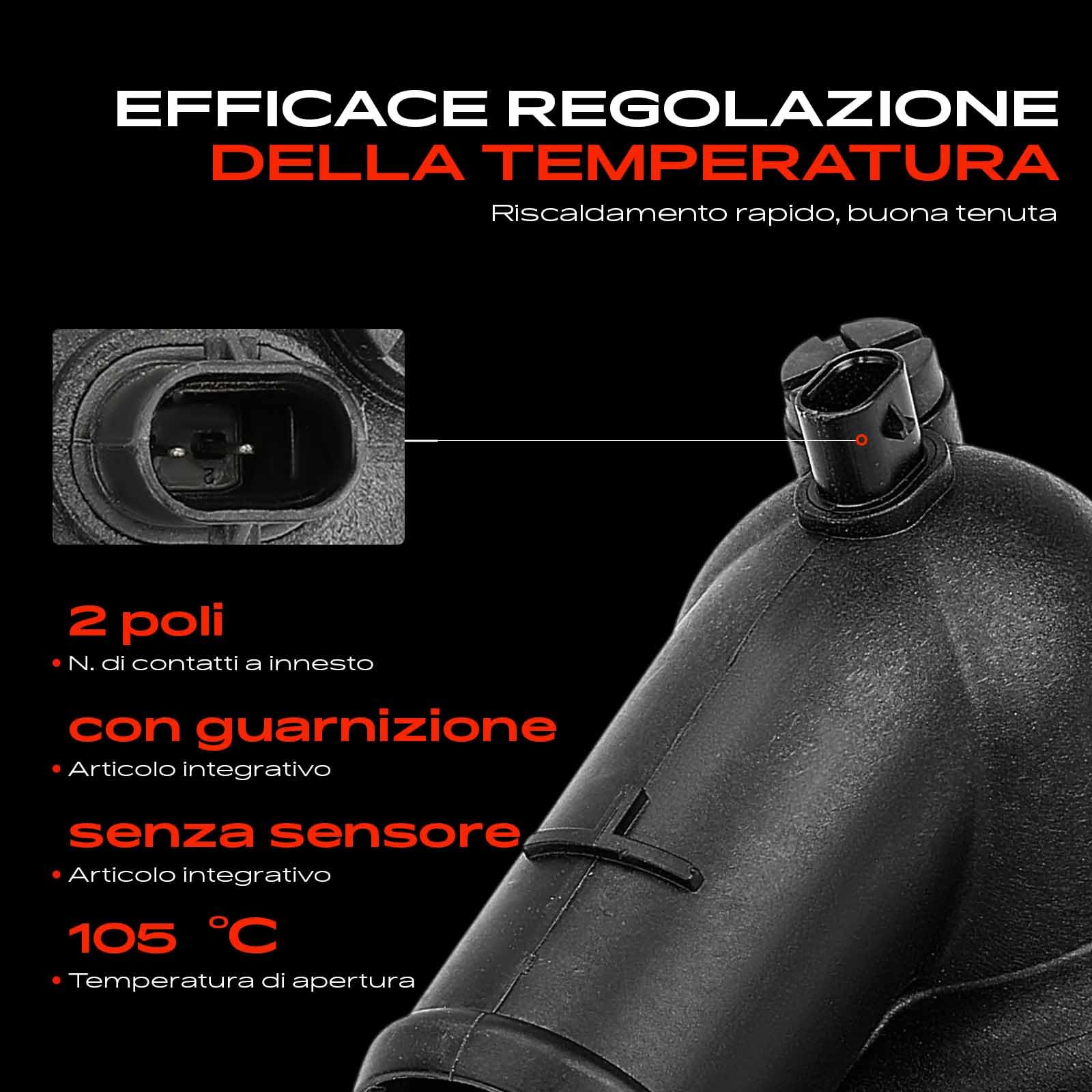 Frankberg Termostato del liquido di raffreddamento 105°C 079121115BK | Compatibile con: T.o.u.a.r.e.g 7P5 7P6, A8 4E2 4E8, Q7 4LB, A6 Allroad 4FH, T.o.u.a.r.e.g 7L6 7L7 7LA, A6 4F2