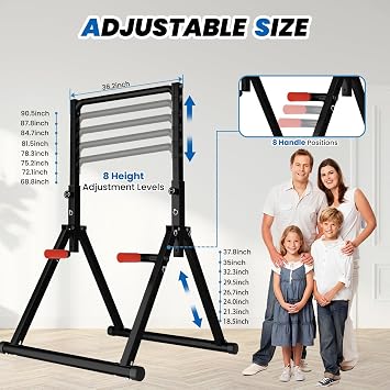 DOBESTS Foldable Power Tower Dip Station, Free Standing Pull Up Bar | Adjustable and multifunctional, for home gym strength training, 700 lbs capacity with triangular legs