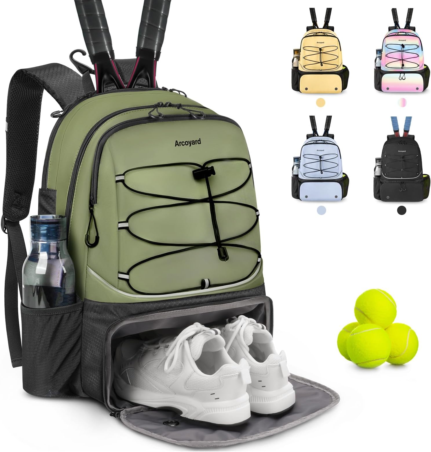 Tennis Bag Holds 2 Rackets, Professional Tennis Bags for Women, Tennis Backpack with Ventilated Shoe Compartment