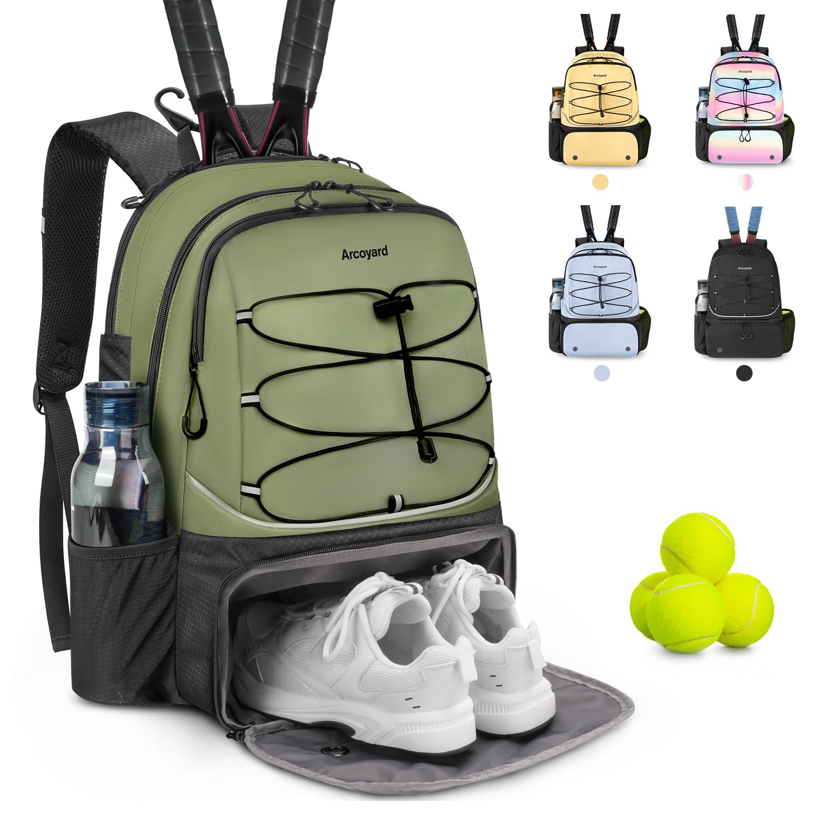 Tennis Bag Holds 2 Rackets, Professional Tennis Bags for Women, Tennis Backpack with Ventilated Shoe Compartment