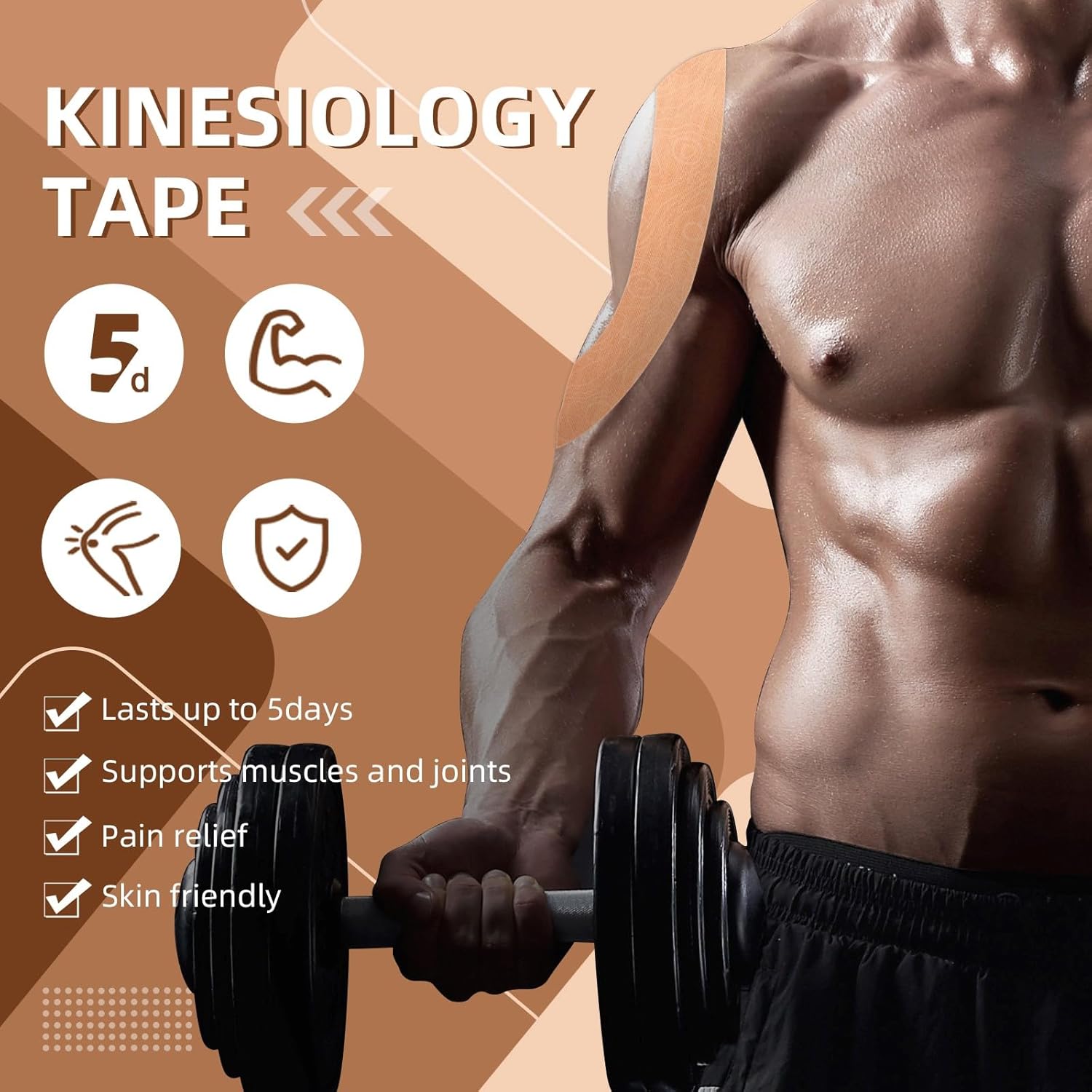 OK TAPE Kinesiology Tape Bulk 103Feet, Pro Adhesive, Water-Resistant k Tape, Elastic Athletic Tape, Latex Free, Uncut, Beige