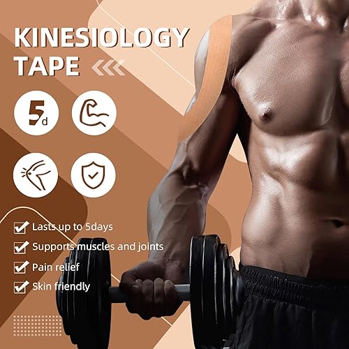 Miniatura 7 de OK Tape Kinesiology Tape Extended Edition, cinta atlética elástica original, tiras de rollo de 2 pulgadas x 103 pies de largo, sin látex,