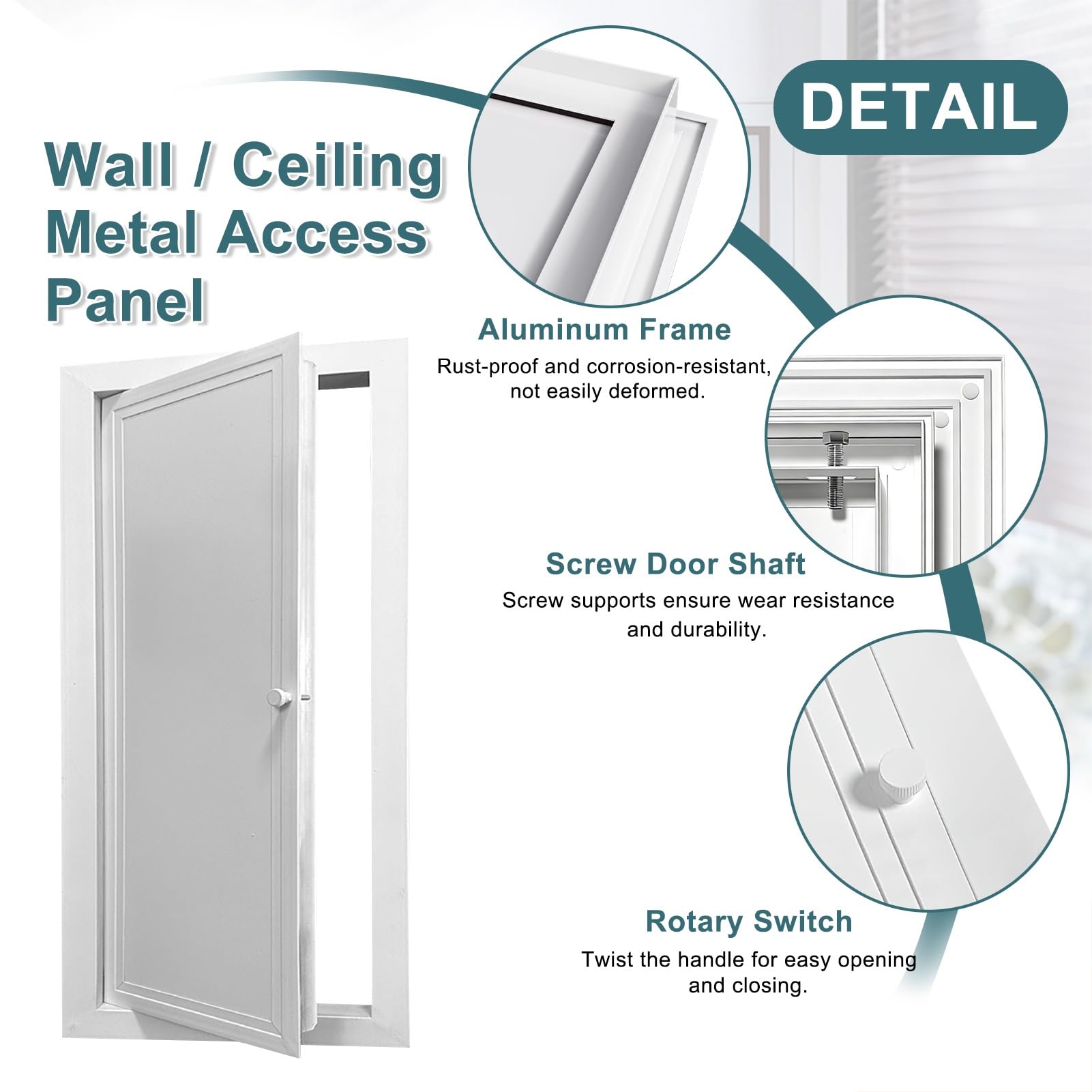 Panel de acceso con marco de aluminio - Tapa de orificio de pared Puerta de servicio para gas, agua y electricidad - Manija giratoria de trampilla de inspección de montaje empotrado(32x48in/81x122cm)
