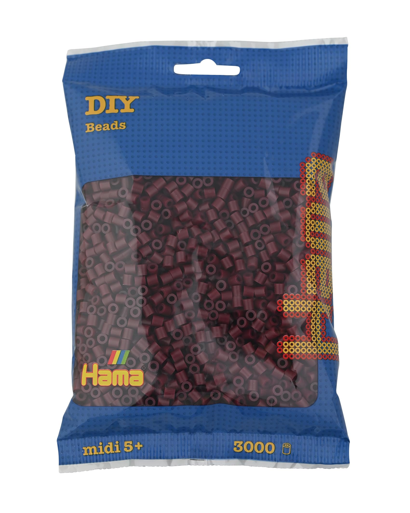 Hama Beads Bag | Approx. 3000 Midi Fuse Beads | Mosaic Decoration Arts & Craft for Creative Children Ages 5+ | Burgundy