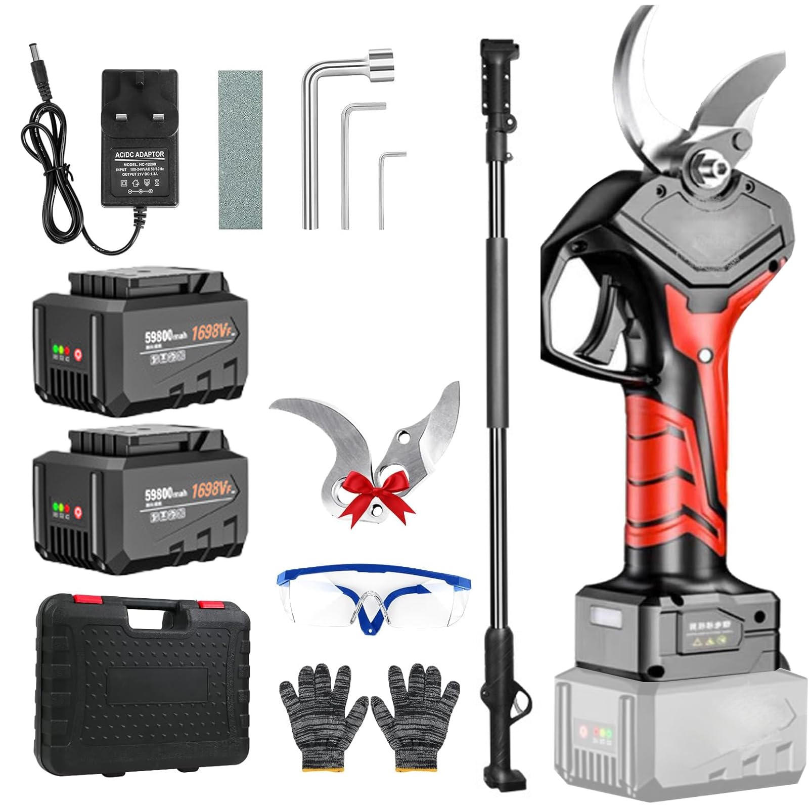 Sécateur électrique sans fil 980W avec perche de 2.2m pour jardin