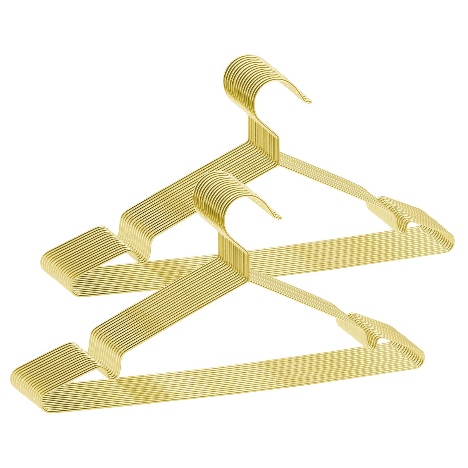 ABHENG AIY0330J Kleerhangers van metaal, roestvrij, ruimtebesparend, robuust, verchroomd, antislip groeven, sterk en duurzaam, 42 x 0,3 x 21 cm (l x b x h), goud, 30 stuks