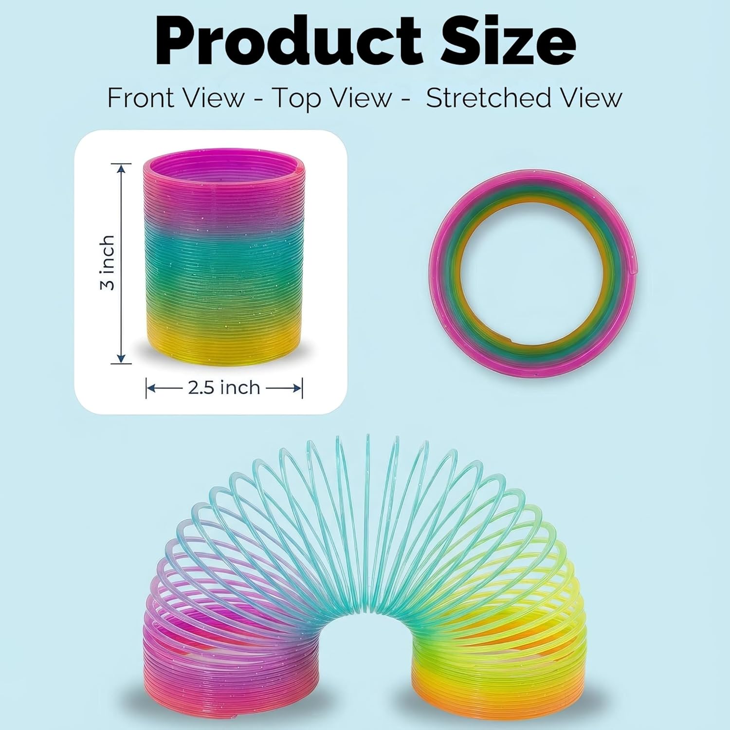 Liberty Imports 12 PCS Magic Rainbow Coil Springs - Small Colorful Neon Plastic Bulk Toys for Kids Birthday Party Favors, Goodie Bag Fillers, Party Prizes (2.5 Inches)