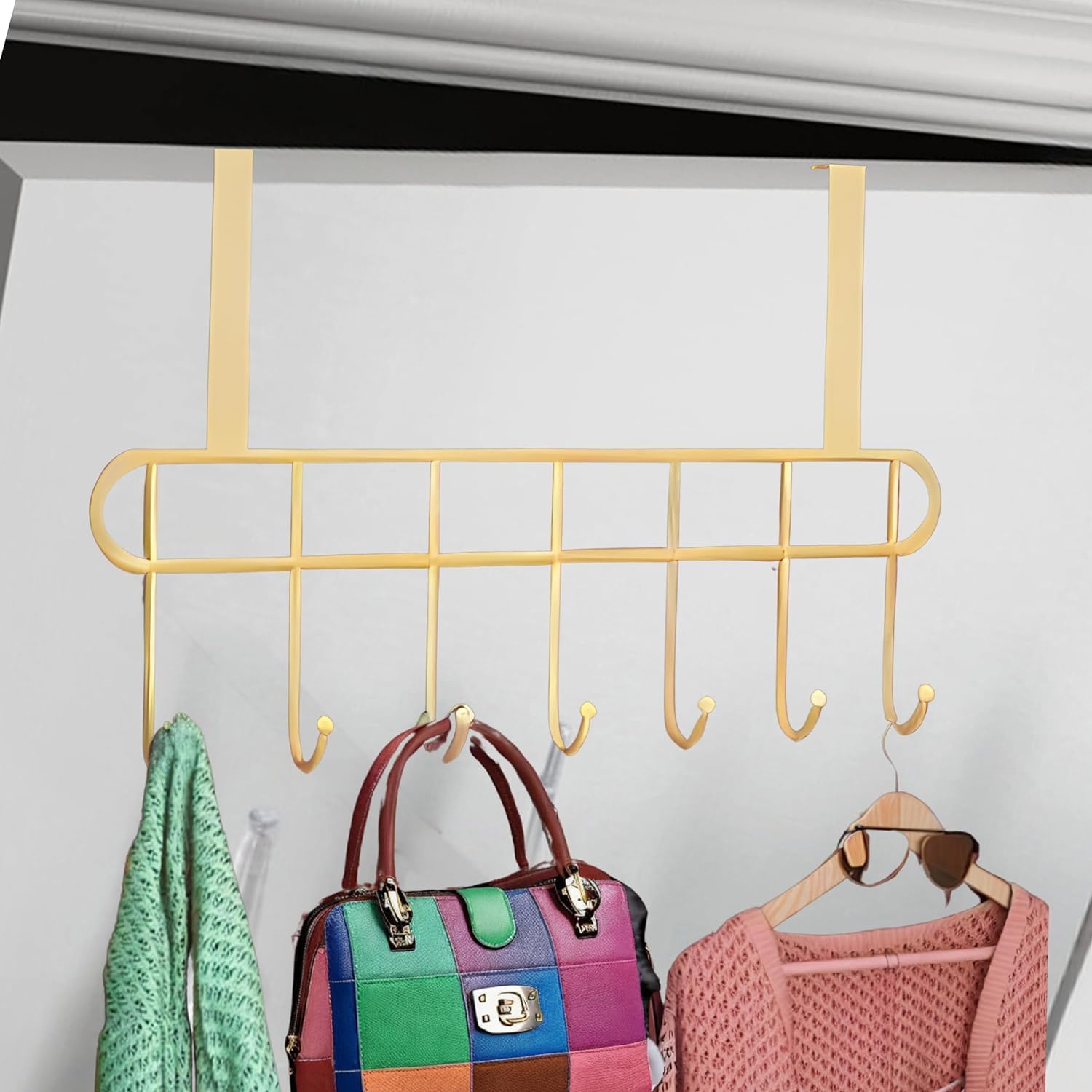 Boniry 1 Pcs Over The Door Hook Hanger Adhesive Hooks Heavy Duty Wall Hooks Waterproof Stainless Steel Hooks for Hanging Coat, Hat,Towel Robe Hook Rack Wall Mount- Bathroom and Bedroom Gold - Image 5 thumbnail