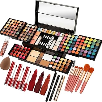 M 187 Colors Professional Makeup Palette - All-in-One Kit With Eye Shadows, Lipsticks, Mascara, Foundations, Blushes, Brow Pencils, Nail File - Makeup Gift Set for Women and Girls