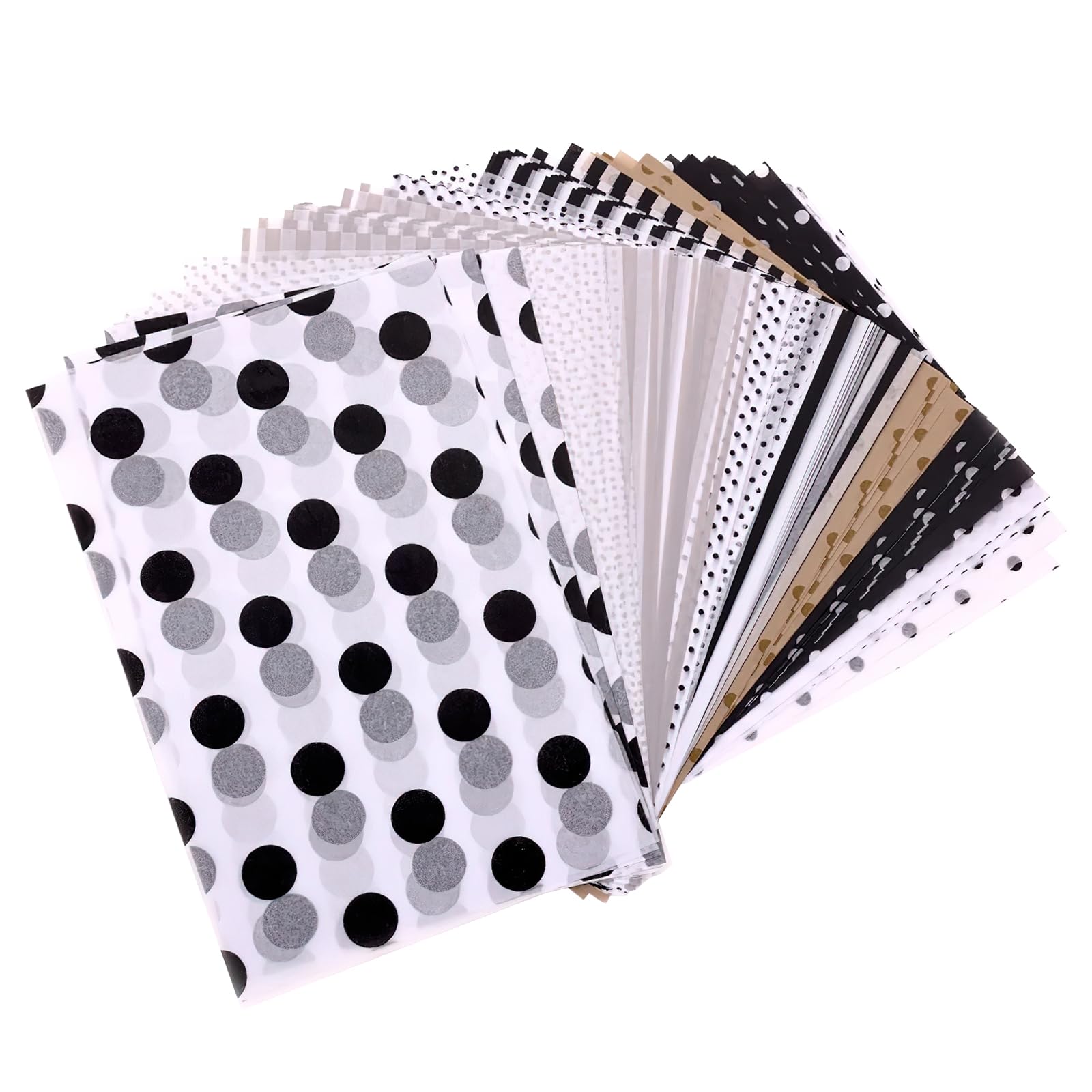 Unique Craft Tissue Paper - 80 Sheets, Black Dots Print, Perfect for Birthday, Wedding, Baby Shower, Party, Gift Decor, Arts & Craft, DIY Projects, Paper Flowers, Scrapbooking