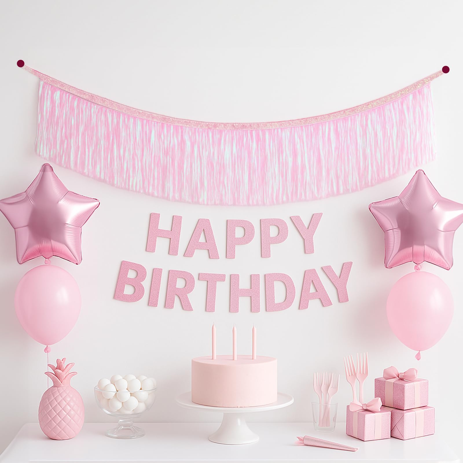 Glitzer Fransen Girlande 2m - Weiß Holografisch Für Party Deko