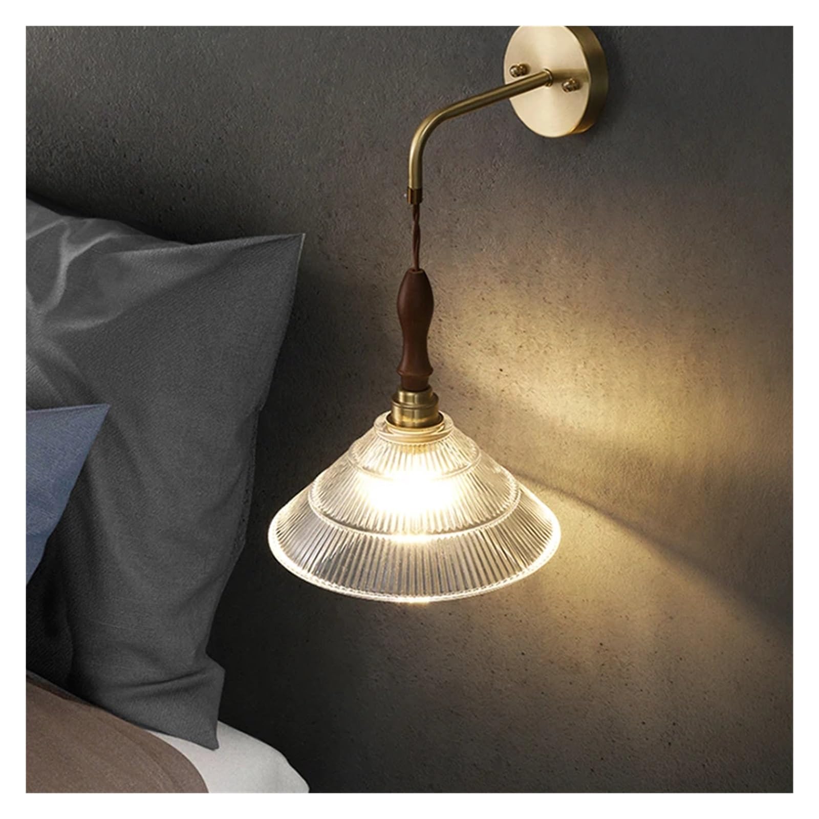 CWCQGH Wall Sconces, Modern Japanese Scandinavian Wall Lamp Retro Glass Wall Sconce Clear Shade for Bedroom Wall Lighting,2