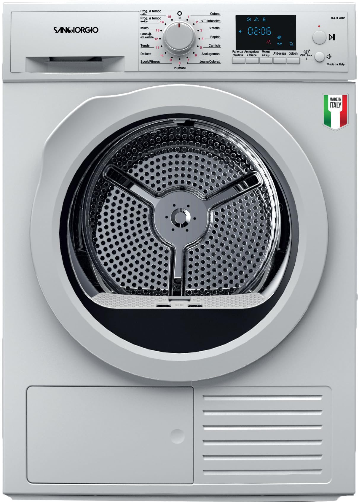SANGIORGIO SDR9P - Asciugatrice con Pompa di Calore, 9 kg, Caricamento Frontale, Classe energetica A++