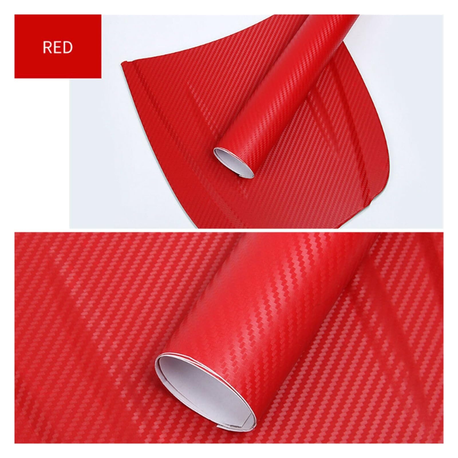 3D Red Carbon Fiber Film Self Adhesive Scratch-proof And Waterproof Car Body Colorful DIY Styling Decal Protective Stickers(50x100cm)