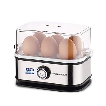 KENT Super Egg Boiler | 3 Boiling Modes | Stainless Steel Body and Heating Plate | 6 Eggs at a Time | Automatic Turn-Off | Silver - image, photos
