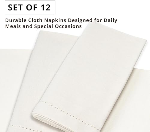 Miniatura 5 de PurpleEssences Juego de 12 servilletas de tela de vainica, 100% algodón, suaves, duraderas, lavables, ideales para eventos, bodas, otoño, Acción de