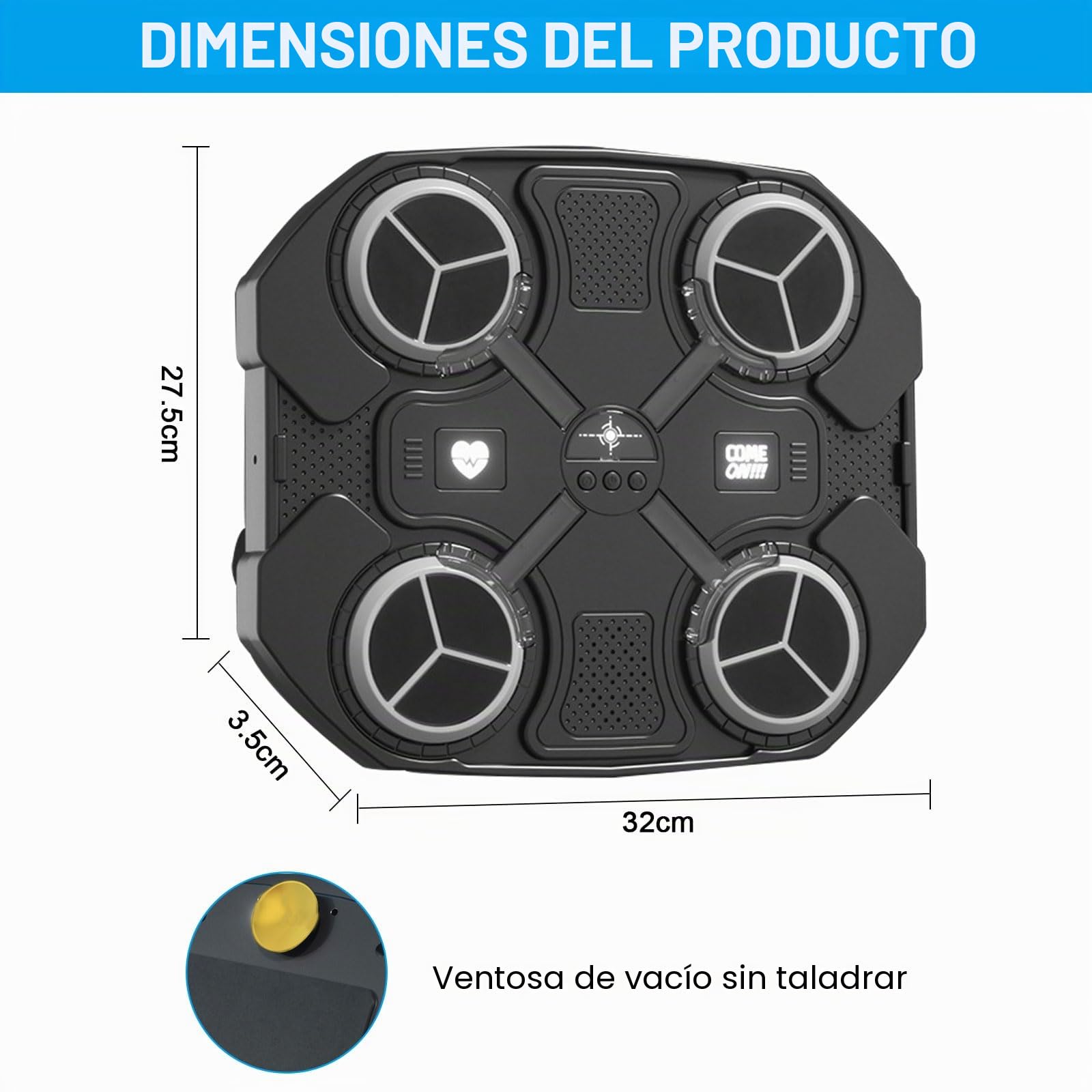 Máquina de Boxeo Musical con LED y Guantes, Entrenamiento en Casa para Niños