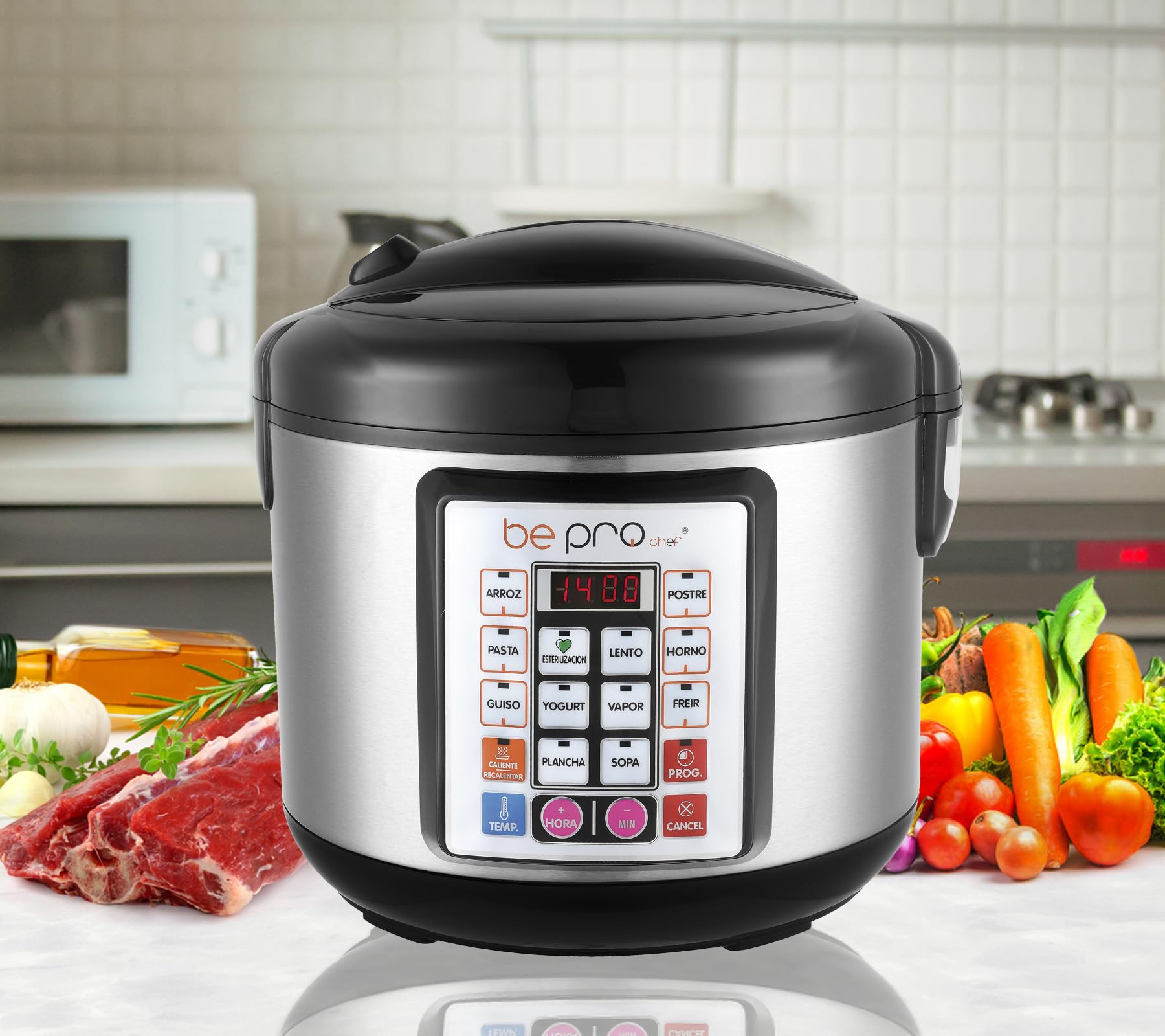 Chef Robot Cocina Olla Programable 5L Multifunción 900W Temporizador 24H Recetario Antiadherente Acero Negro Cocina Automática Segura Fácil de Usar Ideal para Uso Diario Sin Presión 100 recetas | Cocinado Gourmet suelta vapor por lo que reduce y proporcio