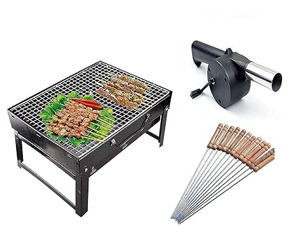 Barbeque - Proxism Folding Portable Outdoor Barbeque Charcoal BBQ Grill Oven, Charcoal Grill, Barbeque Set For Home, BBQ Grill Garden Glass Olive Oil (BBQ1)