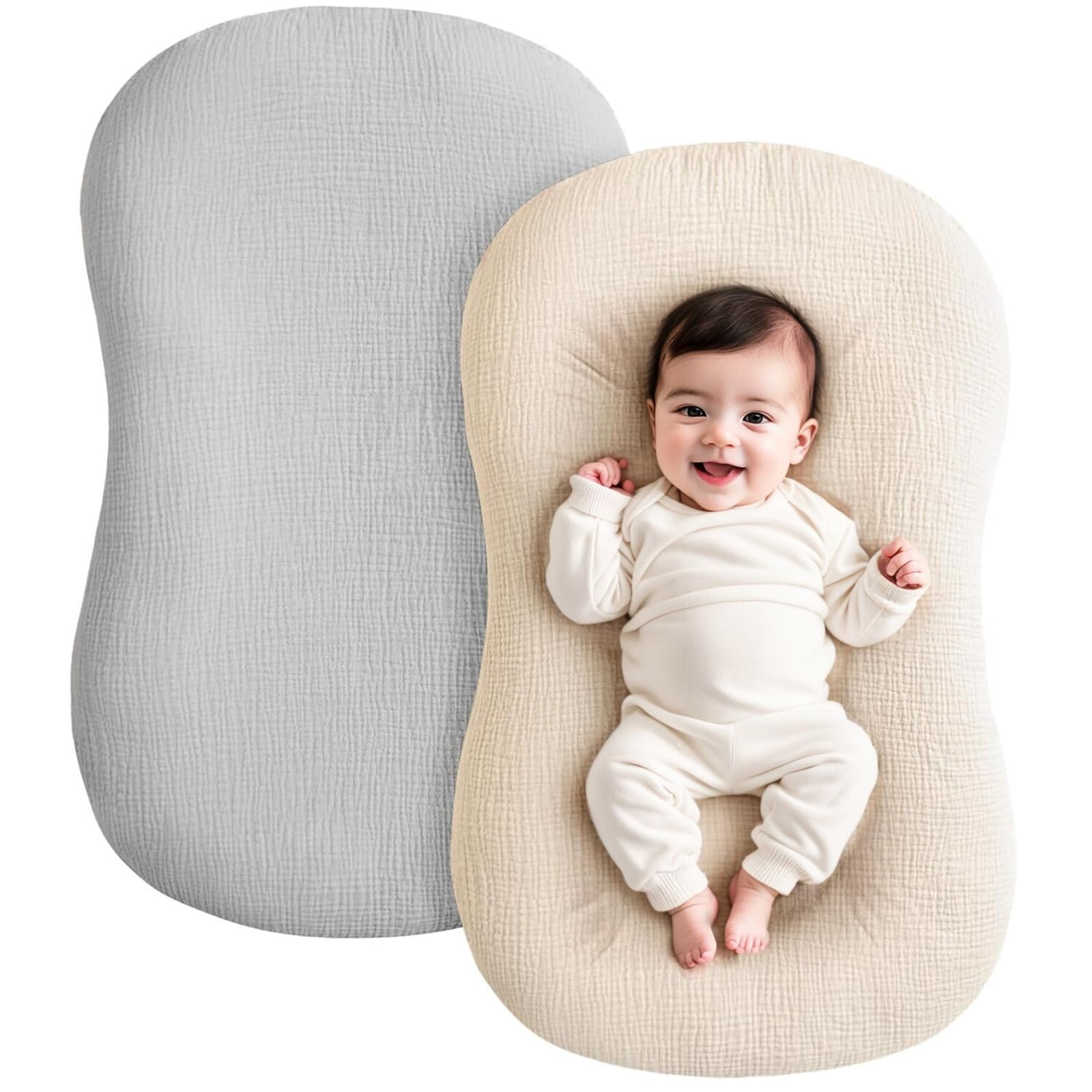 Baby Bed Sheet, 2Pcs Boys Girls Pram Fitted Sheet Removable Slipcover Comfortable for Infants Crib