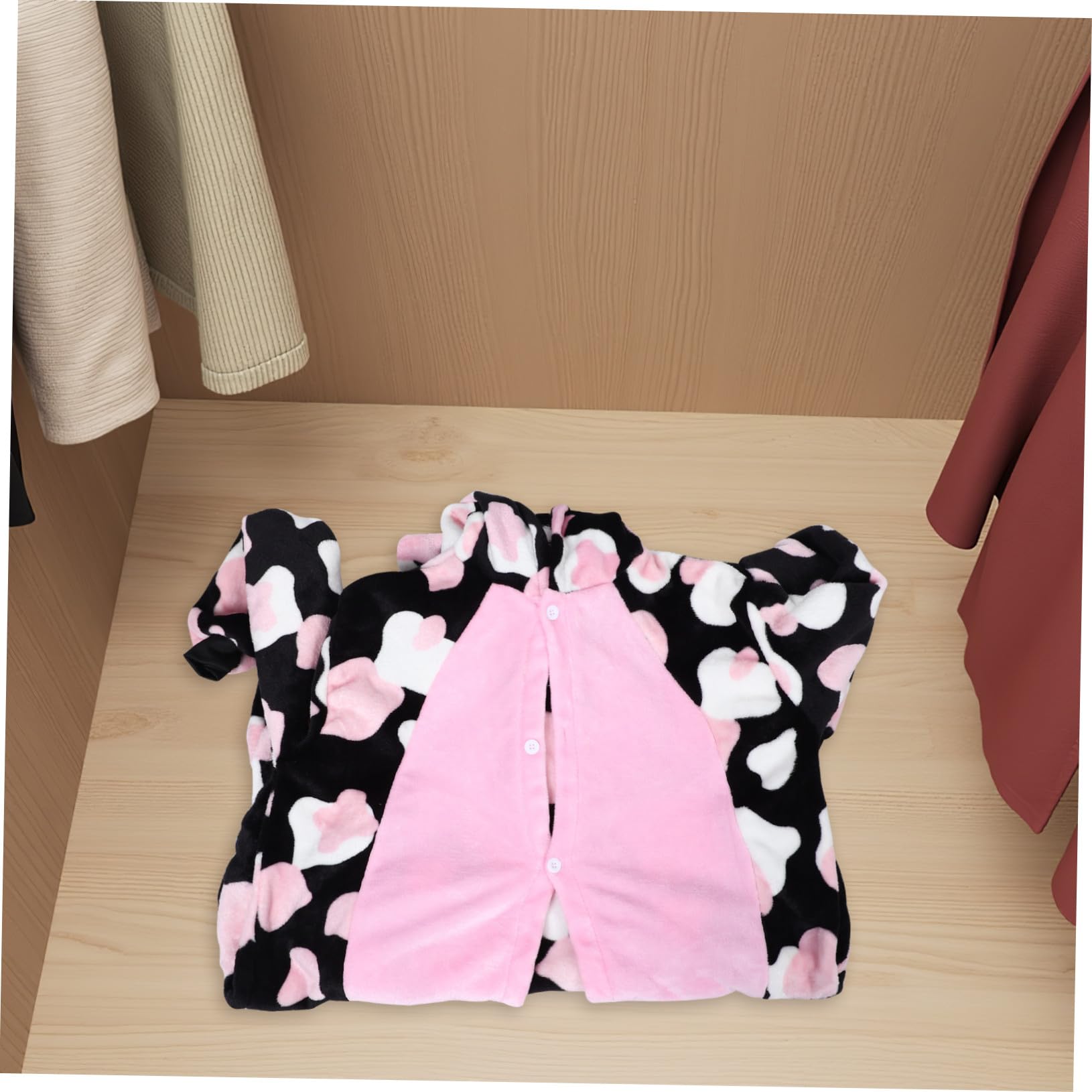 Healeved Pijama Entero Unisex Estampado de Vaca y Flores Rosadas Mono Animal para Carnaval y Disfraz Ropa de Dormir Gruesa y Cálida para Hombre y Mujer XL