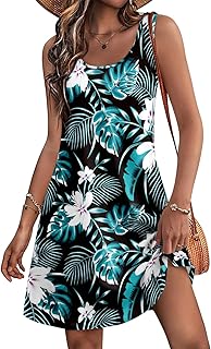 Women's Summer Dress 2025 Sleeveless Floral Boho Sundress Swimsuit Coverup Casual Loose Beach Vacation Tank Dresses - Buy now