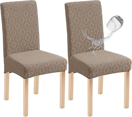 Miniatura 36 de Genina Juego de 4 fundas impermeables para sillas de comedor, extraíbles y lavables, color gris oscuro Gris-oscuro,Beige,Negro,Chocolate,Blanco