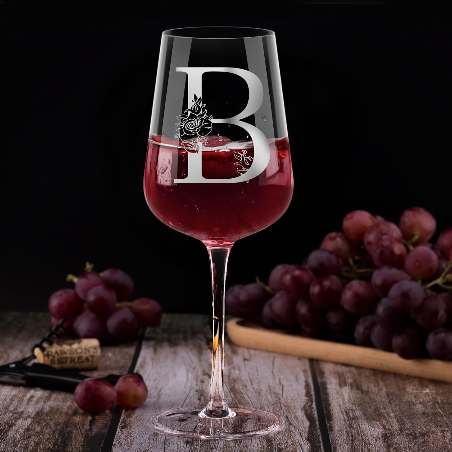 Personalized Wine Gifts for Women - Customized Initials A-Z Wine Glasses, Unique Monogram Birthday Gifts for Her, Mom, Wife, Sister, Daughter, Friend (B) - Image 2
