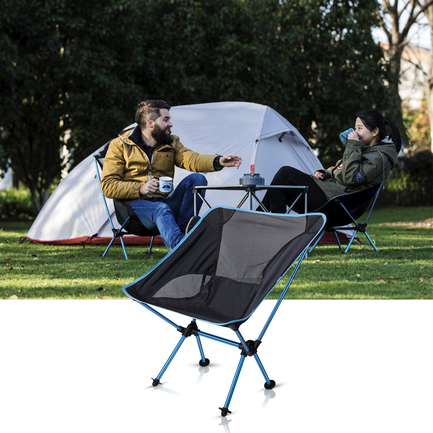 EXTSUD Silla Plegable Camping Silla Portátil al Aire Libre con Bolsa de Transporte, Capacidad de Carga Maxima 150 kg, Ideal para Jardín, Playa, Pesca, Camping, Viajes, Senderismo