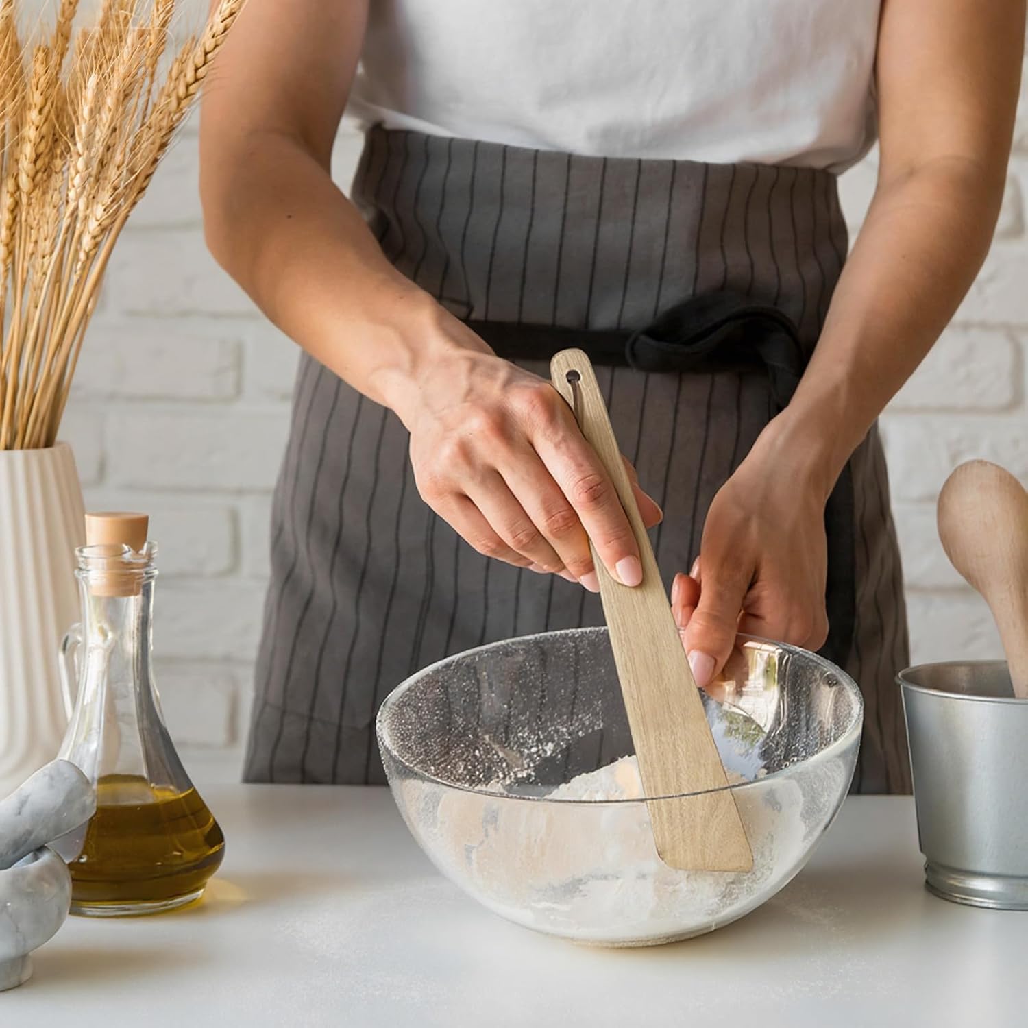 Flat Wood Spatula 12 Inch Teak Wooden Spatula for Cooking, Kitchen Utensils Sourdough Scraper Flat Wooden Egg Flipper Spatulas, Wood Spoon Bamboo Spatulas Turner Cast Iron Sourdough Stirrer - Image 7