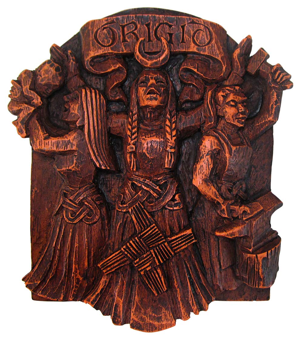 Dryad Design Celtic Goddess Brigid Brigit Wall Plaque - Triple Goddess Home Decor - Wood Finish Art