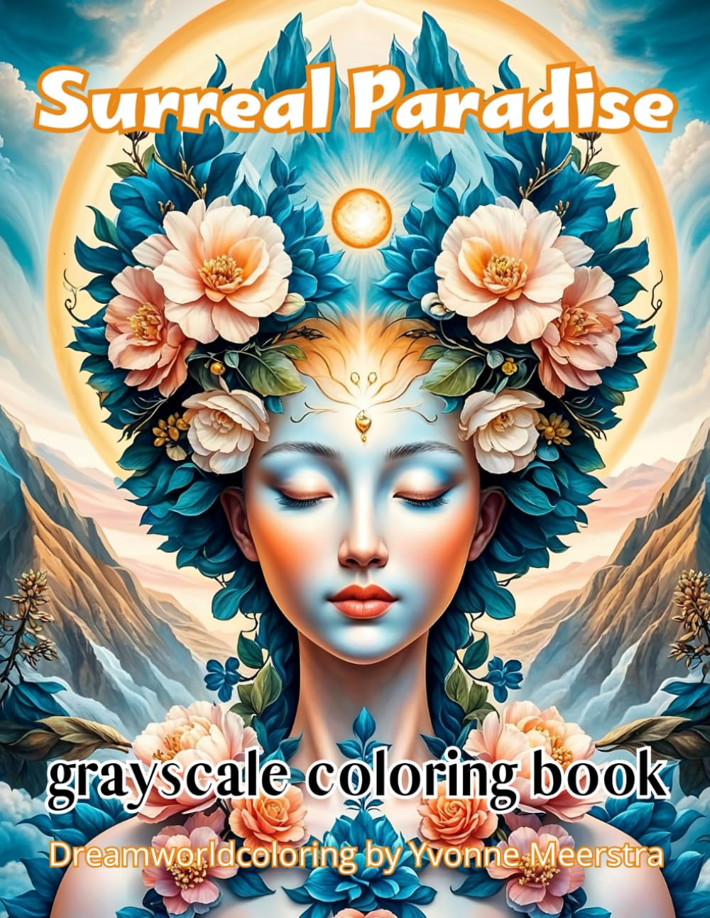 surreal paradise: A Grayscale Coloring Book of Dreamlike Fantasy Scenes with Spiritual Calm and Surreal Elegance