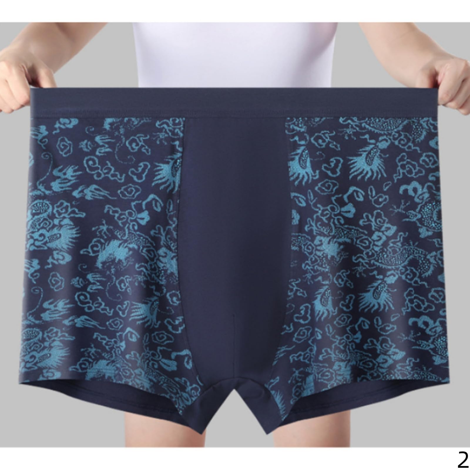 Boxer Uomo Slip da Pugile Maschili Plus Size A Vita Alta Cotone Traspirante Pantaloncini Stampati con Foro Profondo-(Grigio Scuro)-3XL (130-150 Catties)-6pcs