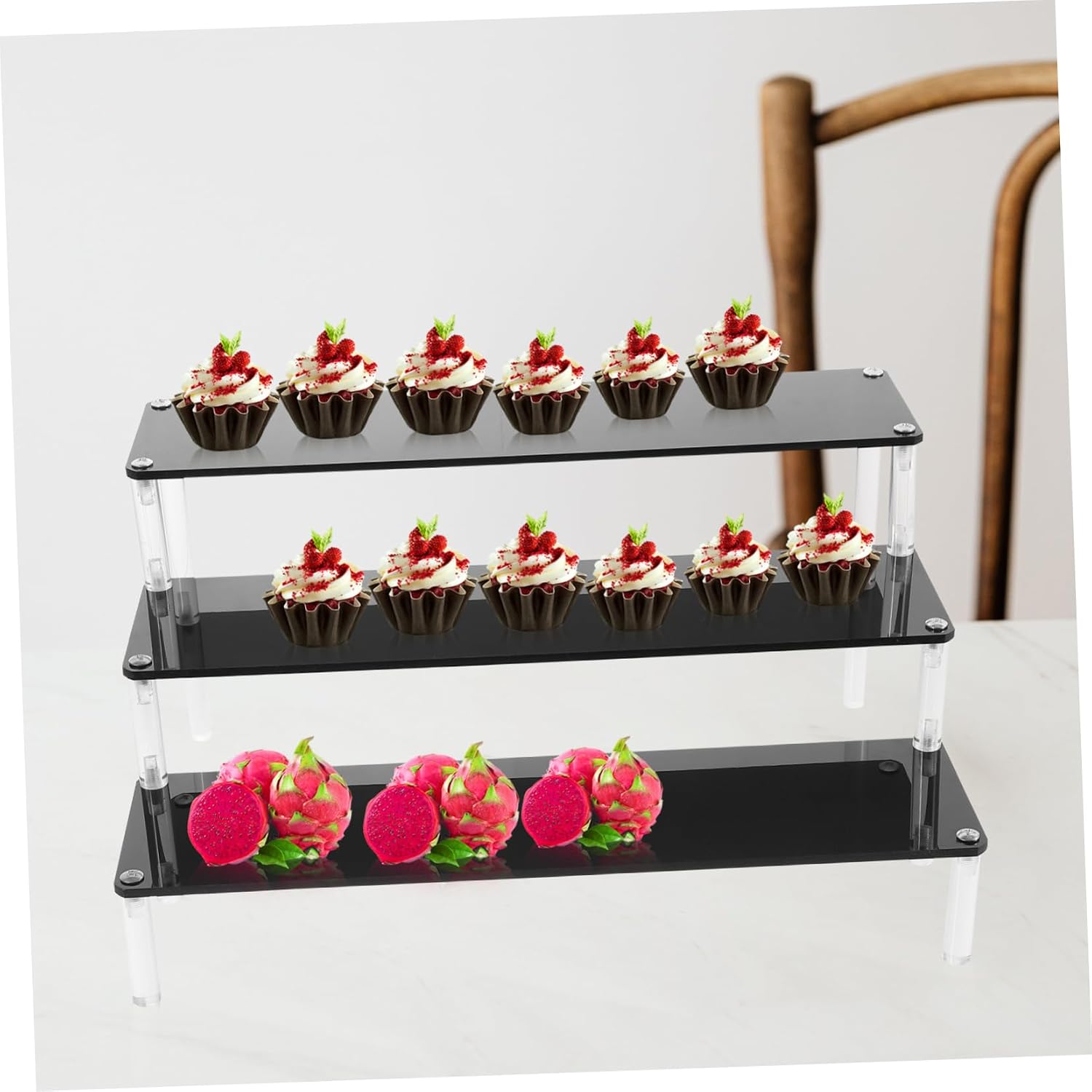 Luxshiny Tiered Acrylic Display Stand Craft Organizer for Vendors Riser Display for Desserts and Collectibles and Decorative Showcase
