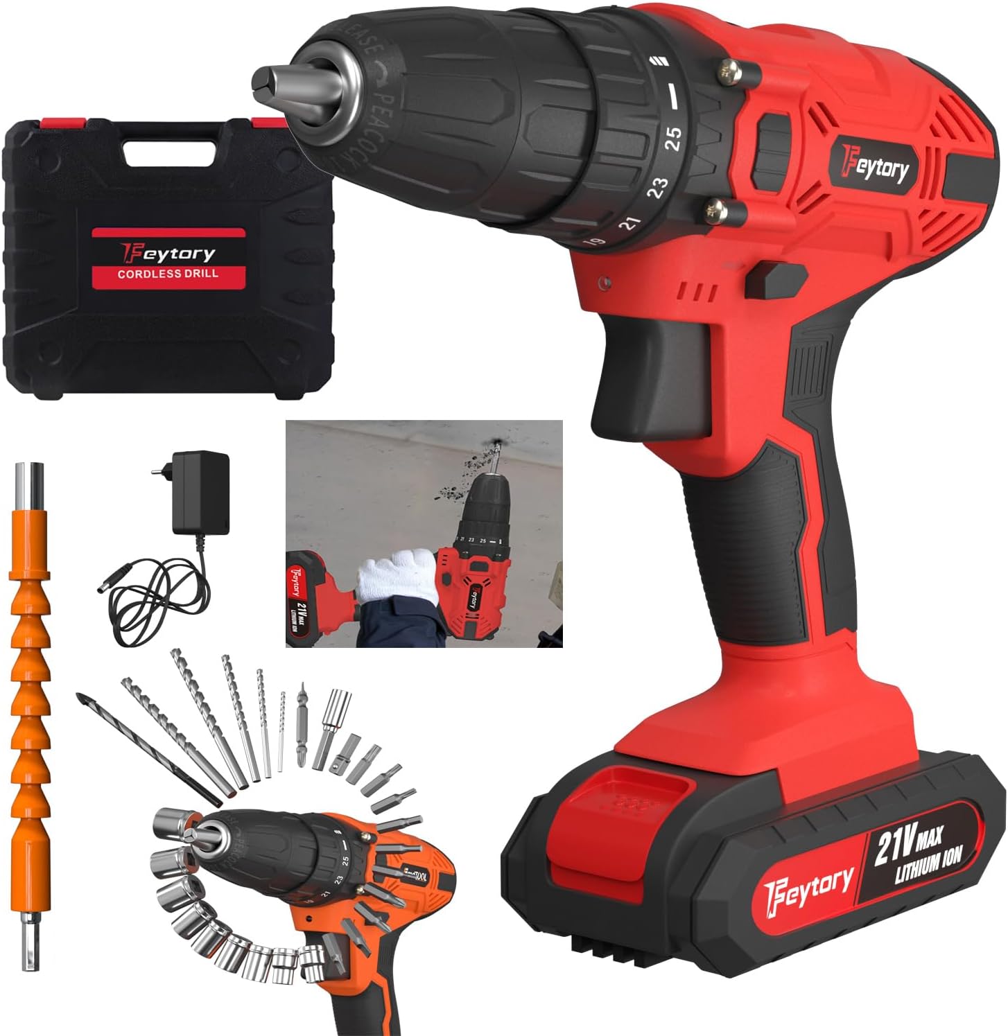 Amazon.com: Power Tool Combo Kit, Cordless Drill and Impact Driver with ...