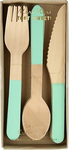 Meri Meri Juego de cubiertos de madera menta