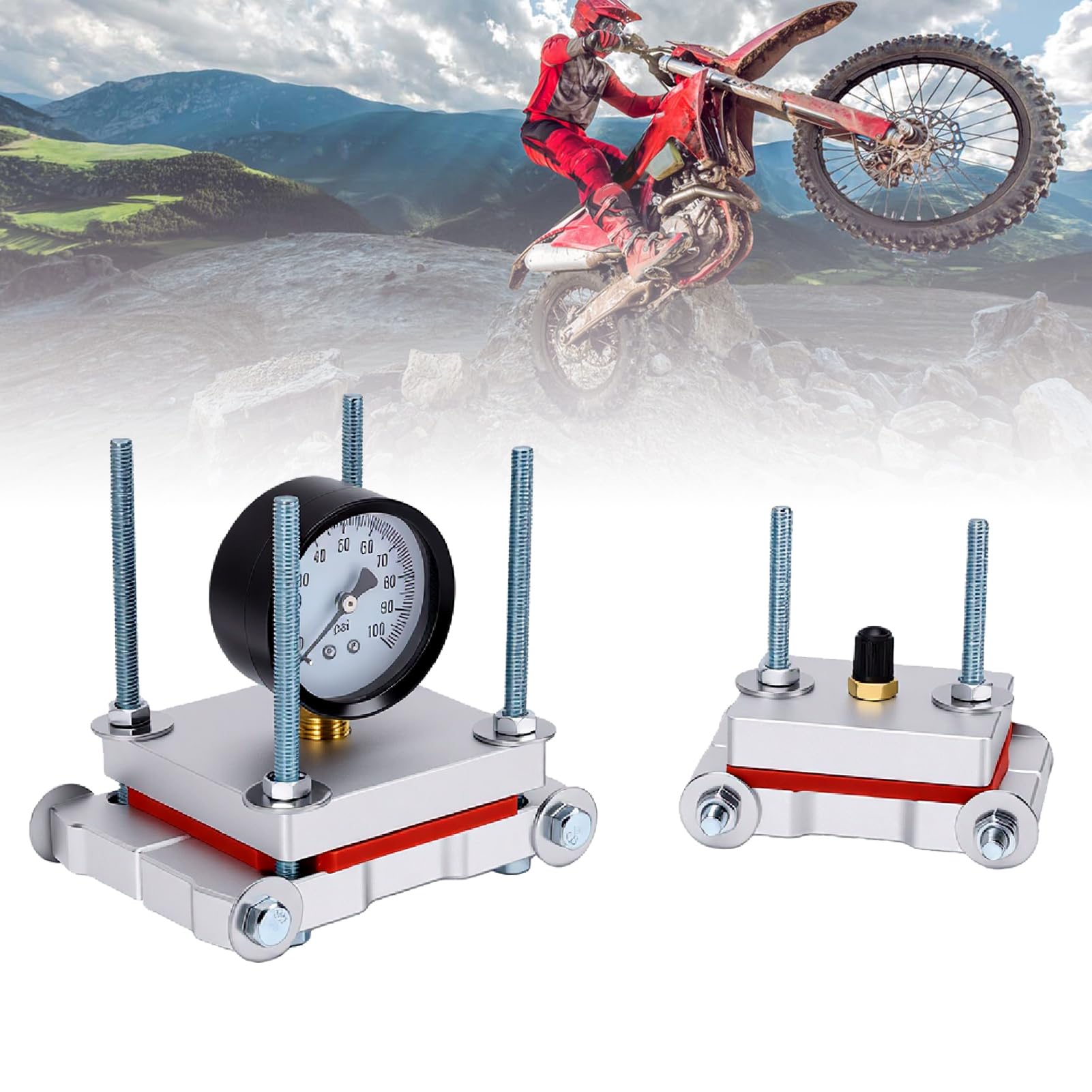 Cocoarm Zestaw do Naprawy wgnieceń Rury Wydechowej, Narzędzie do Naprawy 2-suwowych Rur ze Stopu Aluminium ze Wskaźnikiem 100 Psi, Pasuje Rur o Pojemności od 125 Ml 300 Ml Konserwacji Układu